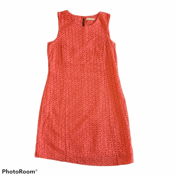 Alfred Sung, Eyelet,  Cotton Lace,  Coral Dress - Picture 1 of 6